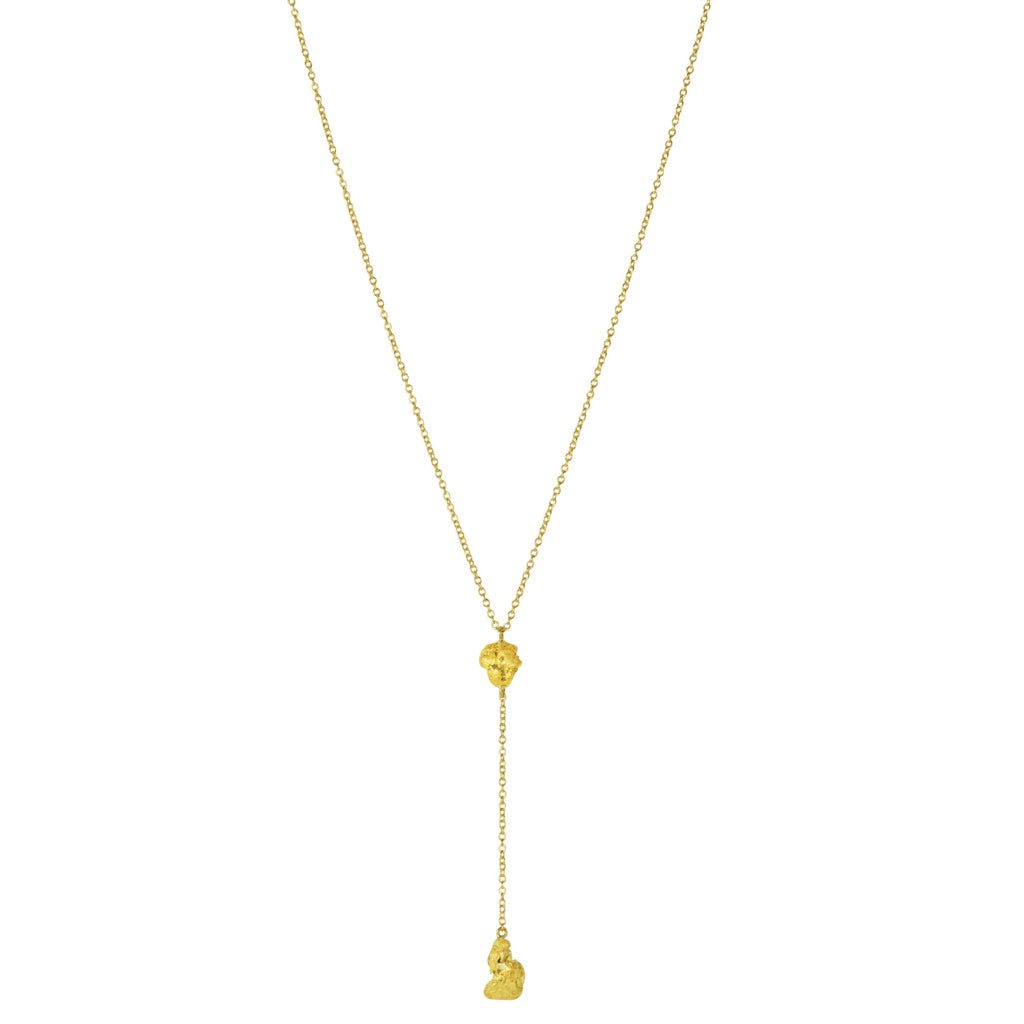 Gold Earth Necklace with Two Nuggets