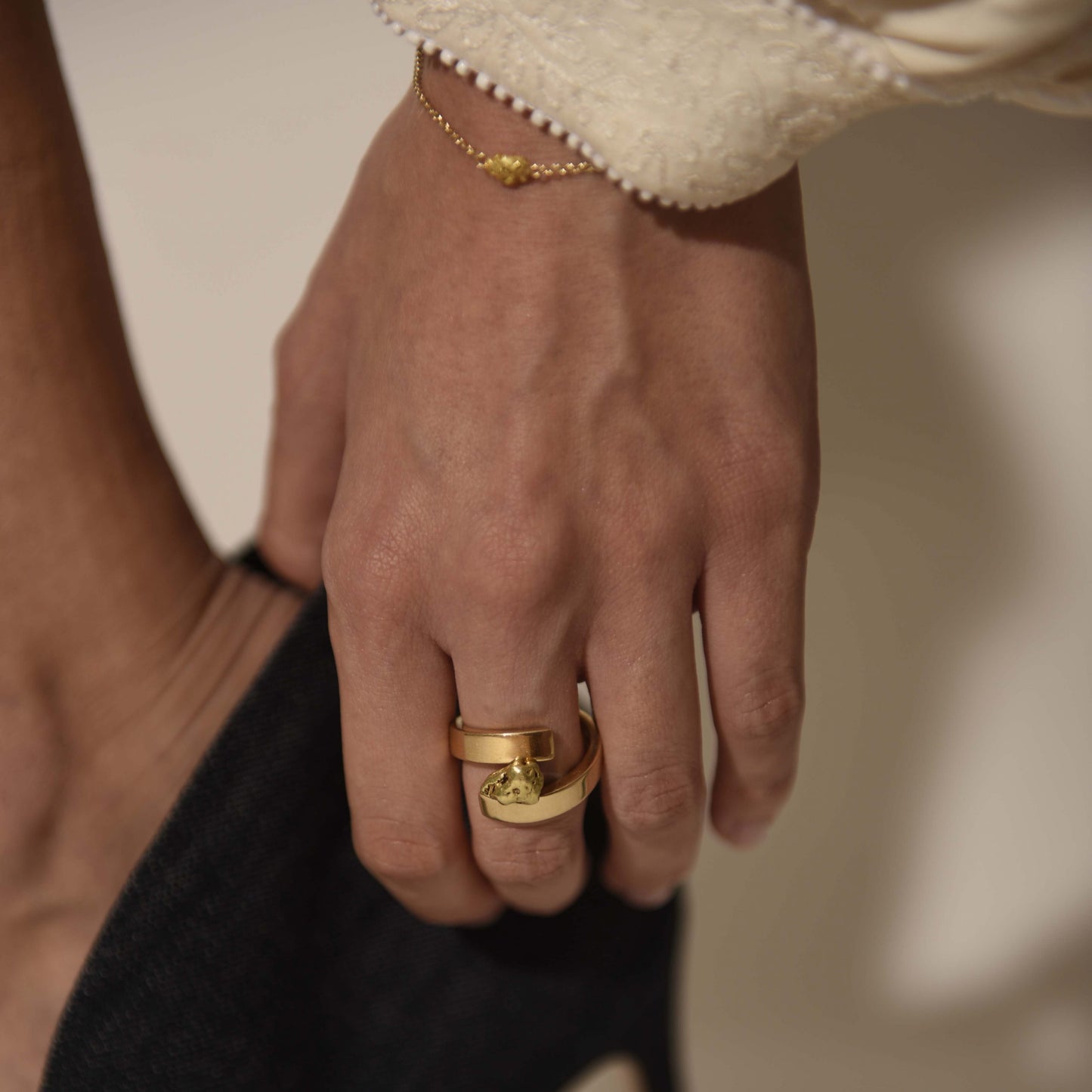 Gold Nugget Heart Ring