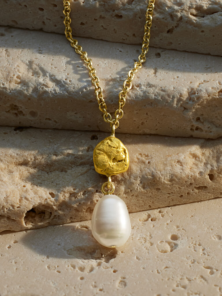 Lumine Pearl and Gold Nugget Necklace