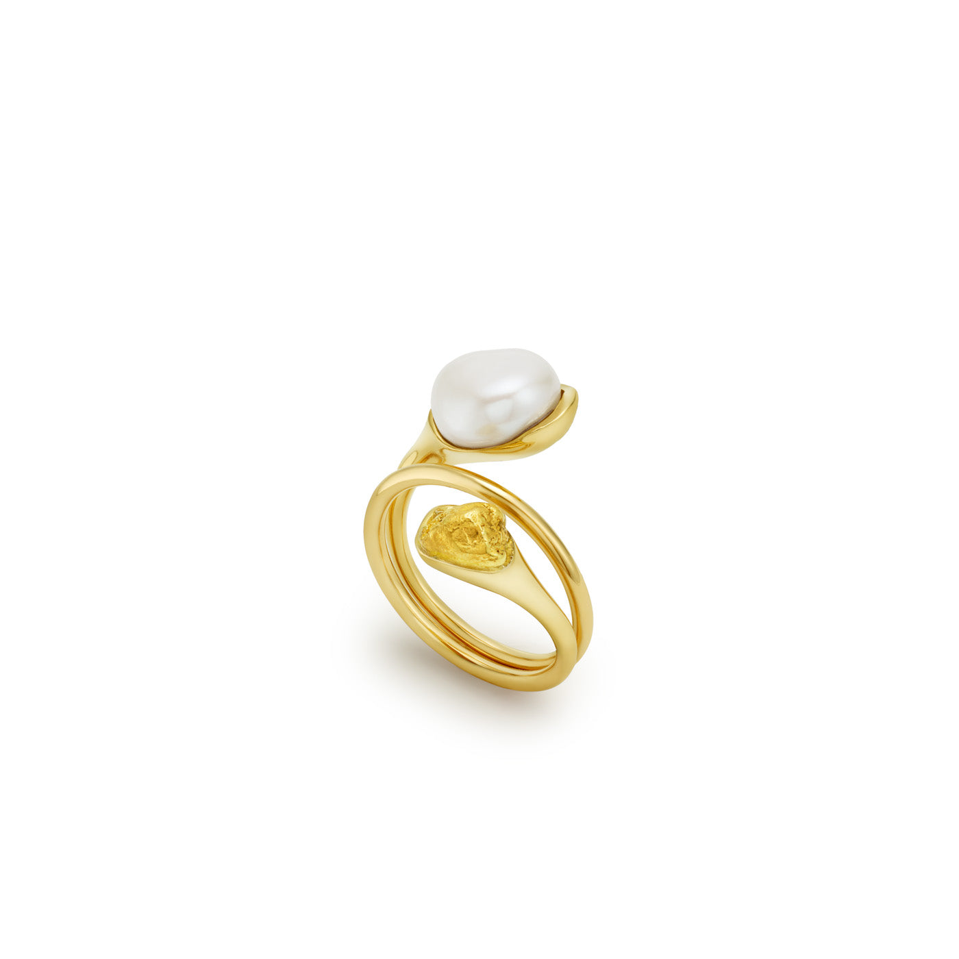 Nuance Pearl and Gold Nugget Ring