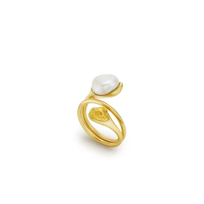 Nuance Pearl and Gold Nugget Ring
