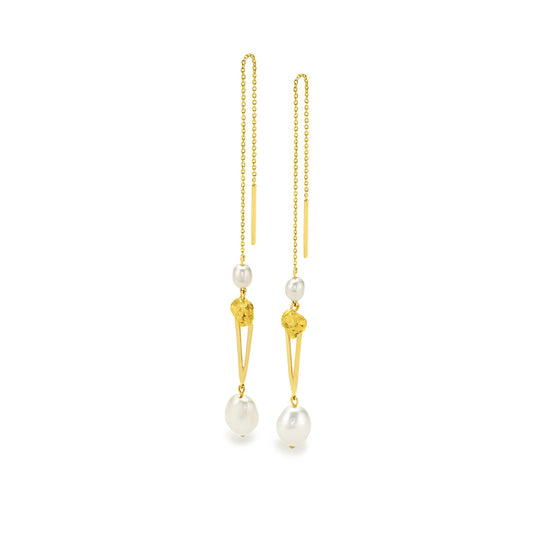Pearlescence Pearl and Gold Drop Earrings