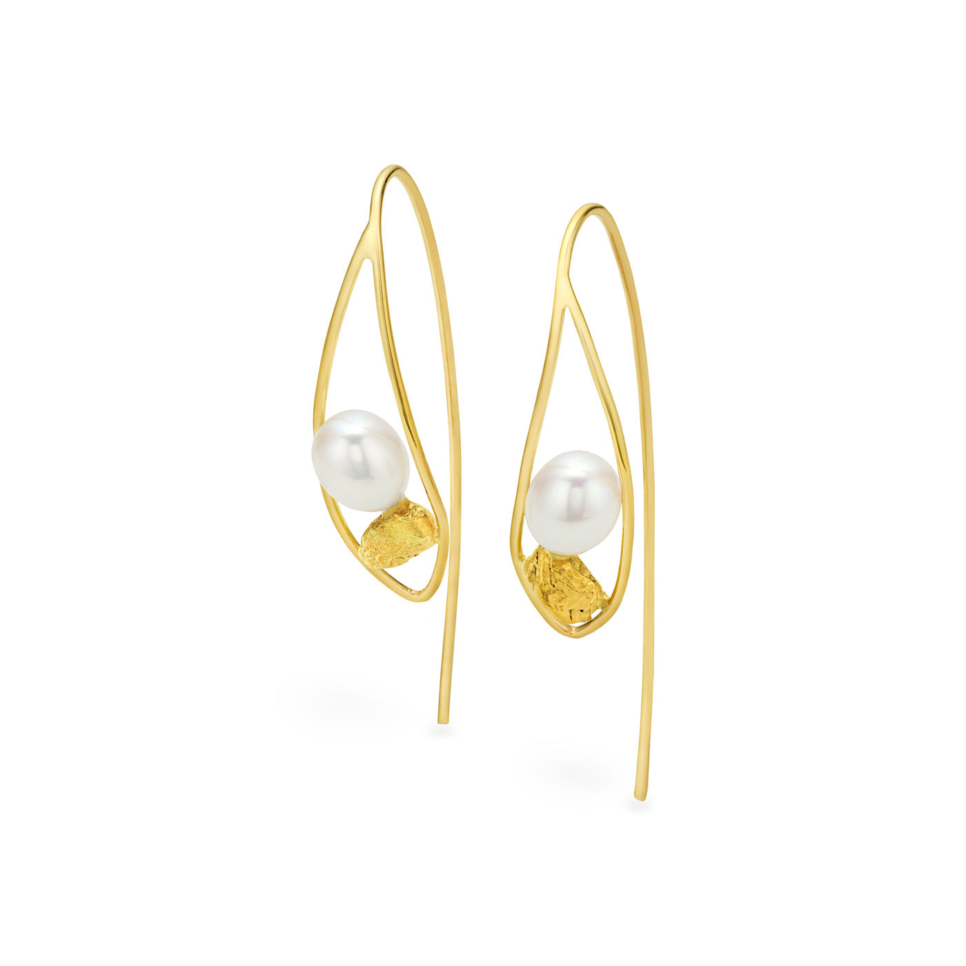 Roscida Pearl and Gold Nugget Earrings